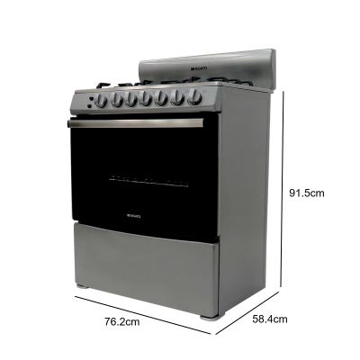 NISATO ESTUFA A GAS 30" DE 6 QUEMADORES COLOR ACERO 3037RNDM