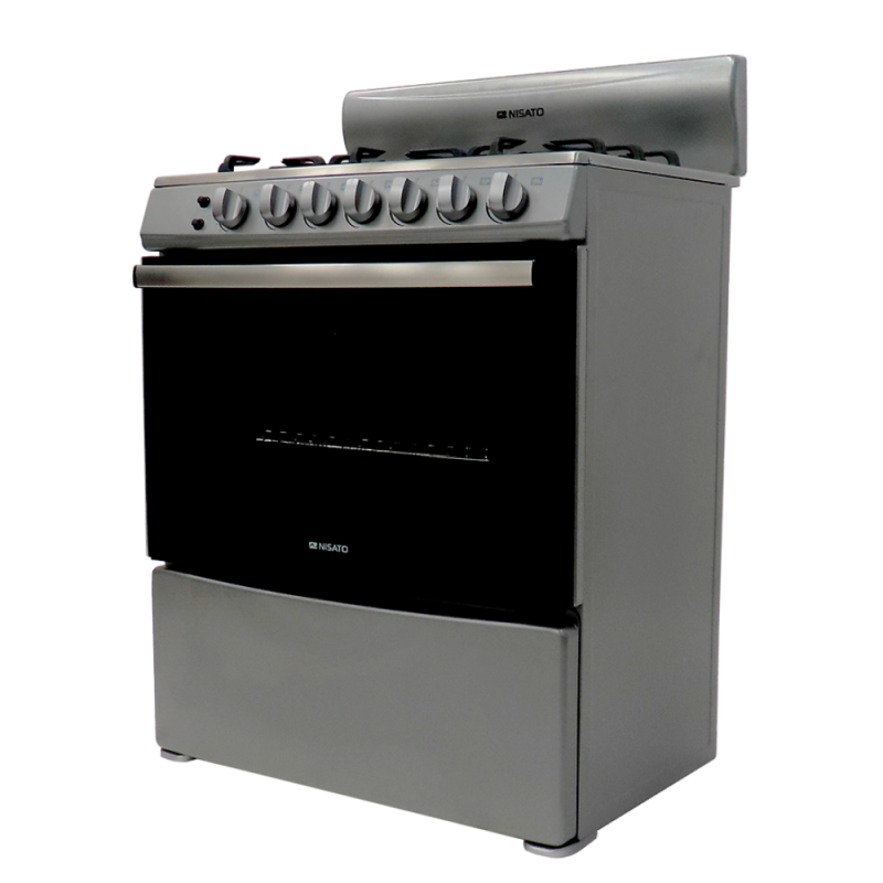 NISATO ESTUFA A GAS 30" DE 6 QUEMADORES COLOR ACERO 3037RNDM