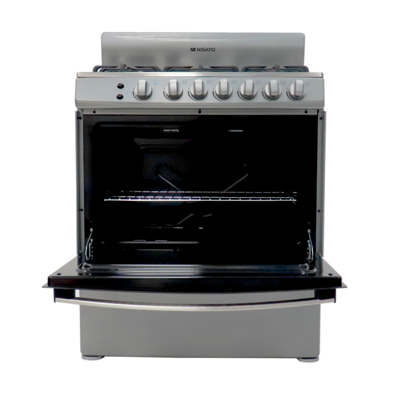 NISATO ESTUFA A GAS 30" DE 6 QUEMADORES COLOR ACERO 3037RNDM
