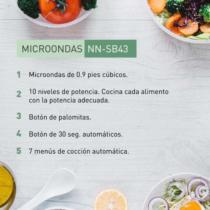 PANASONIC MICROONDAS DE 0.9CUFT 900W COLOR NEGRO NNSB43QS