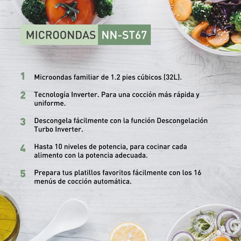 Panasonic Microondas de 1.2cuft inverter acero nnst67q