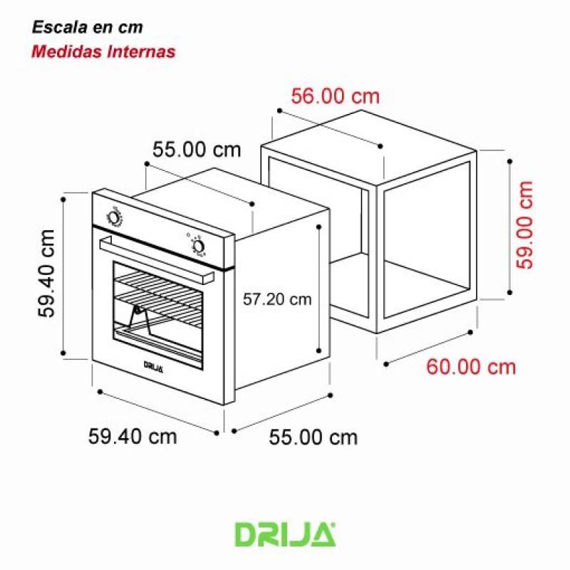 DRIJA HORNO EMPOTRABLE A GAS DE 60CM OCEANIA 60 BLACK GAS