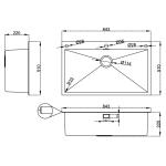 DRIJA FREGADOR EMPOTRABLE DE 84CM CON MANGUERA EXTRAIBLE PARMA