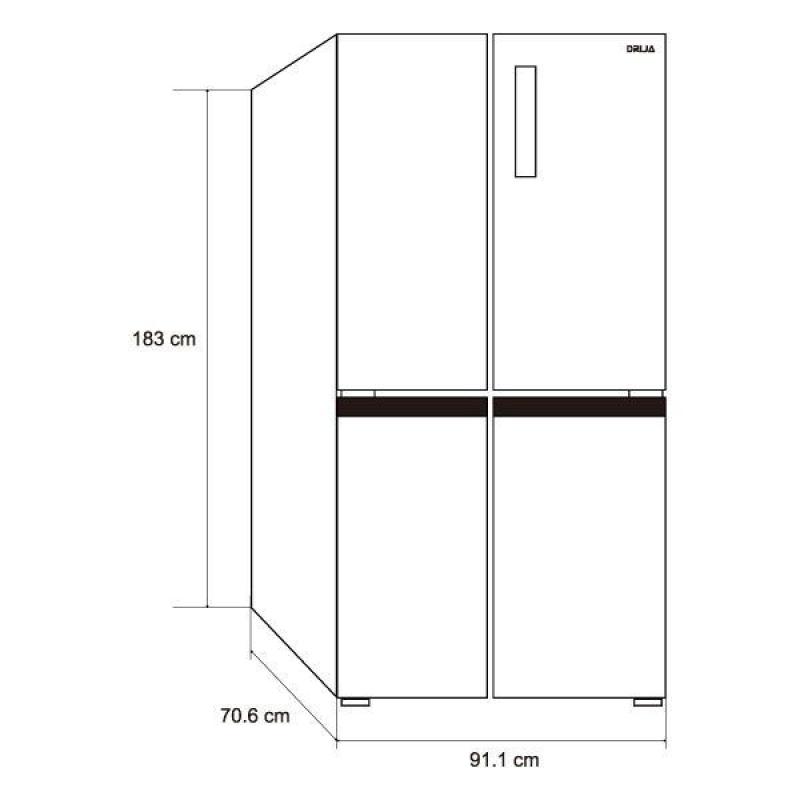 DRIJA REFRIGERADOR FRENCH DOOR DE 4 PUERTAS 19CUFT INVERTER DISEÃ‘O ESPEJO NEGRO