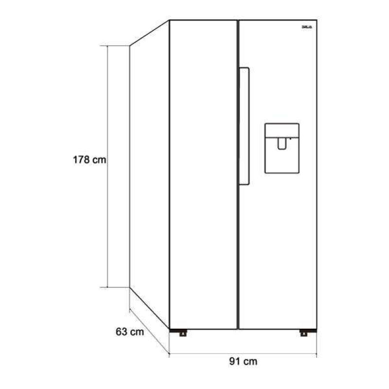 DRIJA REFRIGERADOR SIDE BY SIDE DE 18CUFT CON DISPENSADOR DE AGUA INVERTER