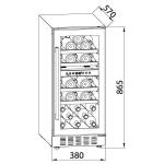 DRIJA VINERA EMPOTRABLE PARA 31 BOTELLAS DE 2 CAMARAS INDEPENDIENTES CHIARETTO