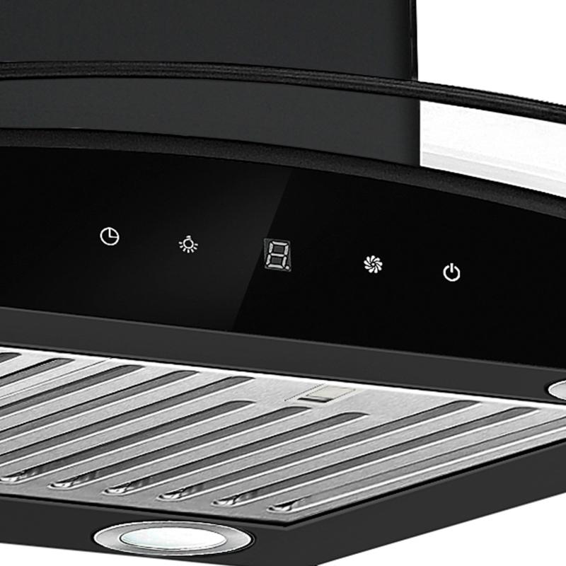 Drija Extractor de grasa negro tipo isla prisma touch 90