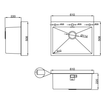 DRIJA FREGADOR EMPOTRABLE ACERO 61CM RAGUSA