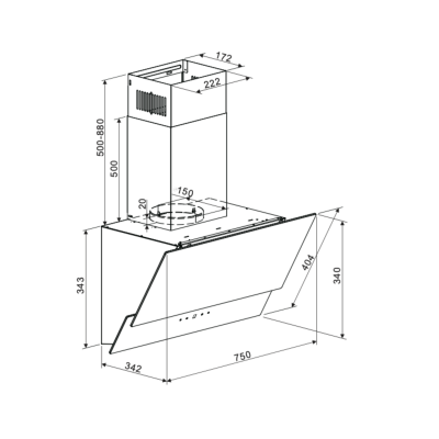 DRIJA EXTRACTOR DE GRASA DE PARED DE 75CM COLOR NEGRO