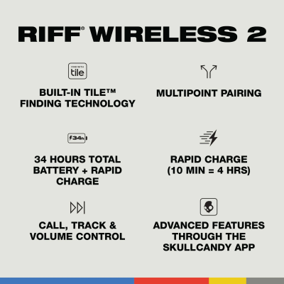 Skullcandy Audífonos de diadema riff wireless 2 true black s5prw