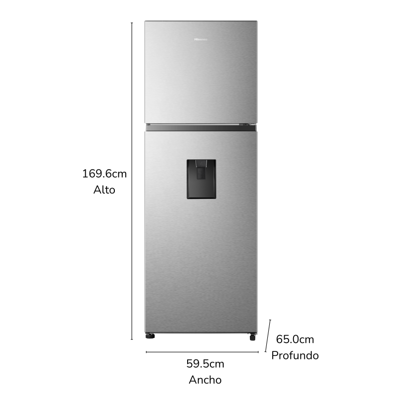 HISENSE REFRIGERADOR TOP MOUNT DE 11.5CUFT CON DISPENSADOR DE AGUA INVERTER RT1N3