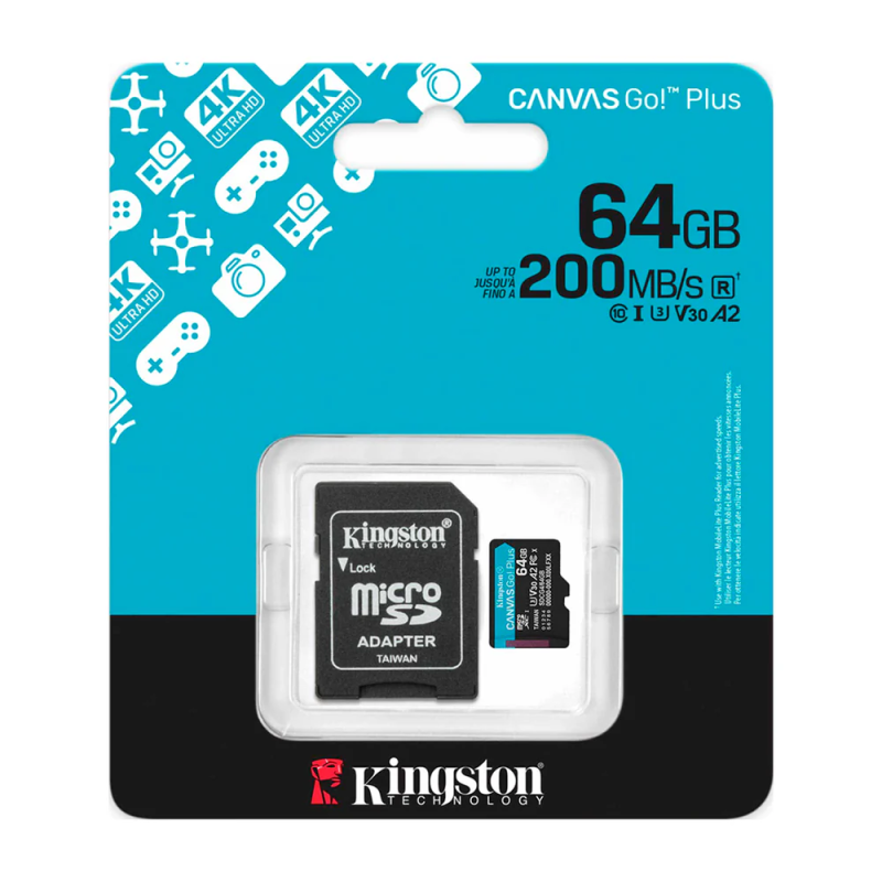 Kingston Memoria micro sdxc 64gb canvas go plus gen4 200 mb/s sdcg4