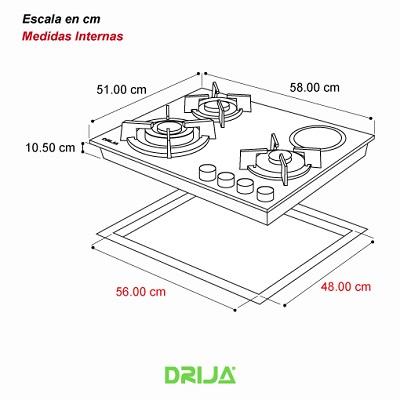 DRIJA ESTUFA DE 4 QUEMADORES DUAL (GAS Y ELECTRICA) SICILIA 60