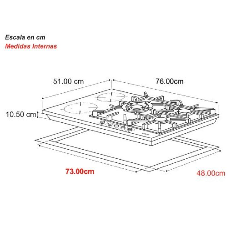 DRIJA ESTUFA EMPOTRABLE DUAL (GAS Y ELECTRICO) DE 76CM SICILIA 76