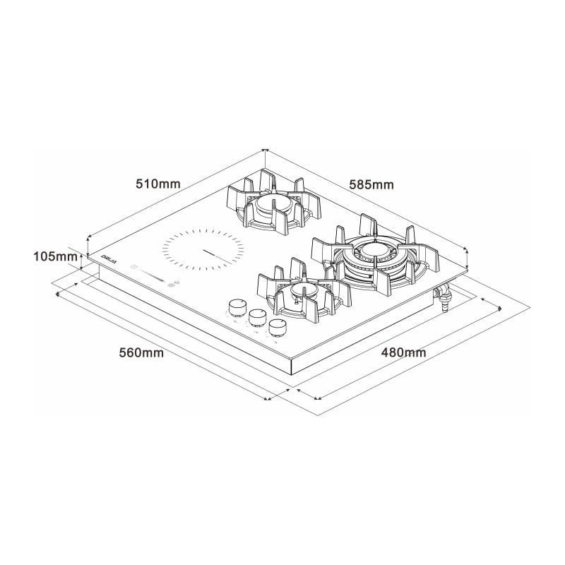 DRIJA ESTUFA DE 58.5CM DUAL 4 QUEMADORES SICILIA TOUCH