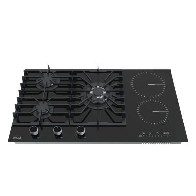 DRIJA ESTUFA EMPOTRABLE DUAL (GAS Y ELECTRICA) DE 5 QUEMADORES MESA DE VITROCERAMICA NEGRA SICILIA