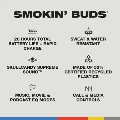 Skullcandy Audífonos inalámbricos smokin’ buds peppy sage t989