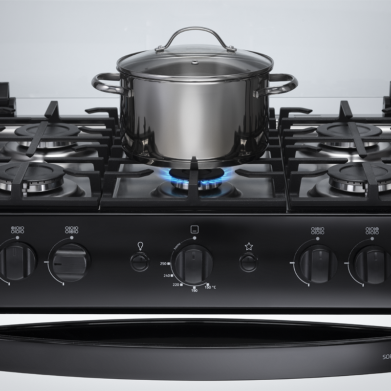 INDURAMA ESTUFA A GAS DE 30" 6 QUEMADORES COLOR NEGRO LÃNEA ZAFIRO