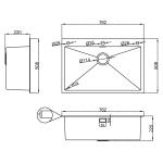 DRIJA FREGADOR EMPOTRABLE DE 76CM CON MANGUERA EXTRAIBLE SPEZIA