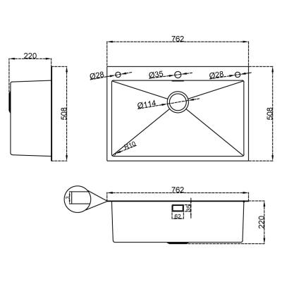DRIJA FREGADOR EMPOTRABLE DE 76CM CON MANGUERA EXTRAIBLE SPEZIA