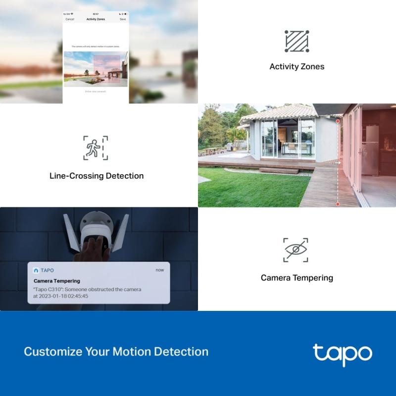 Tp-link Cámara de vigilancia para exteriores con visión nocturna y detección ia c310