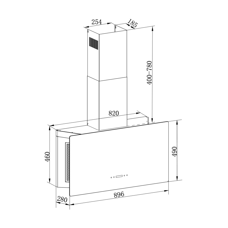 DRIJA EXTRACTOR DE GRASA DE PARED DE 90CM DISEÃ‘O DE VIDRIO NEGRO