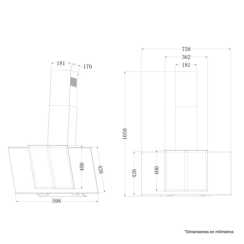 DRIJA EXTRACTOR DE GRASA TIPO CAMPANA DE 59.8CM TRIANGOLO