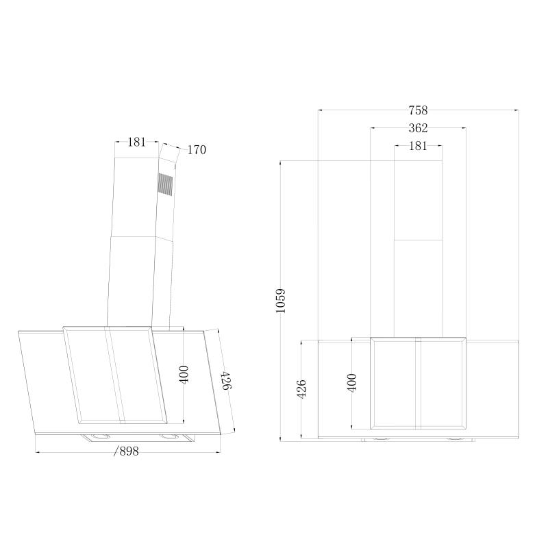 DRIJA EXTRACTOR DE GRASA TIPO CAMPANA DE 89.8CM ACABADO NEGRO
