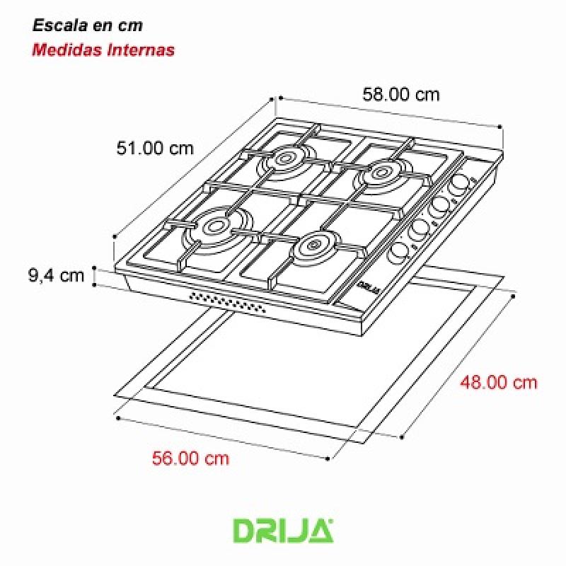 DRIJA ESTUFA A GAS DE 4 QUEMADORES 24" TURIN 60