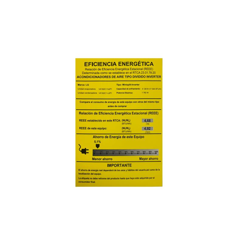 LG AIRE ACONDICIONADO DUALCOOL INVERTER, 17500 BTU/H, SOLO FRÃ­O, 220V, COMPRESOR DUAL INVERTER CON 10 AÑOS DE GARANTÃ­A, PRE FILTRO, RECUBRIMIENTO GOLD FIN EN LA CONDENSADORA VX182