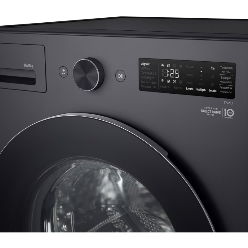 Lg Lavadora de carga frontal 16kg con secadora integrada ai dd wifi color grafito wd16egnt6
