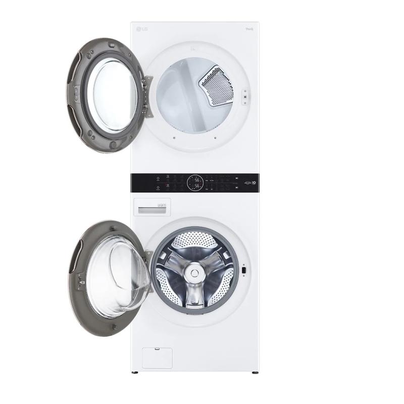 LG TORRE DE LAVADO WASHTOWER DE CARGA FRONTAL INTELIGENTE INVERTER AI DD A GAS Y CONECTIVIDAD LG THINQ DE 22KG COLOR BLANCO WK22WS6