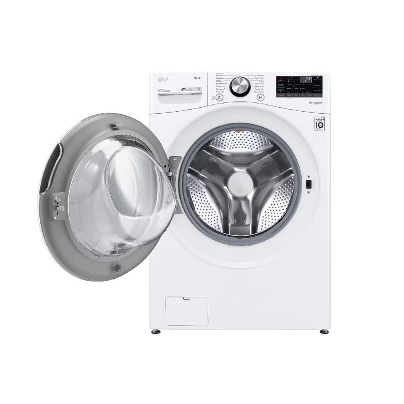 Lg Lavadora carga frontal 22kg/48lbs, steam, vidrio templado, color blanco, thinq