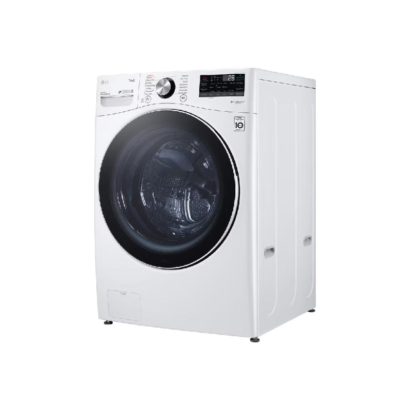 Lg Lavadora carga frontal 22kg/48lbs, steam, vidrio templado, color blanco, thinq