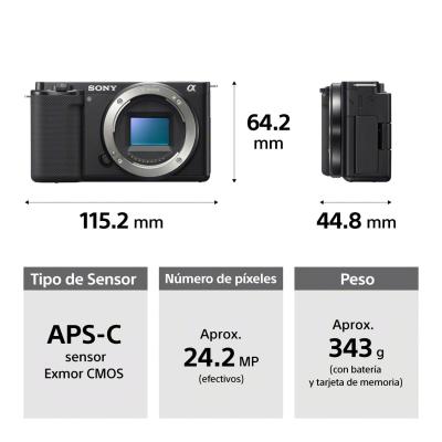 SONY CAMARA DIGITAL DE LENTE INTERCAMBIABLE PARA VLOGGERS CON LENTE ZOOM POTENTE DE 16-50MM
