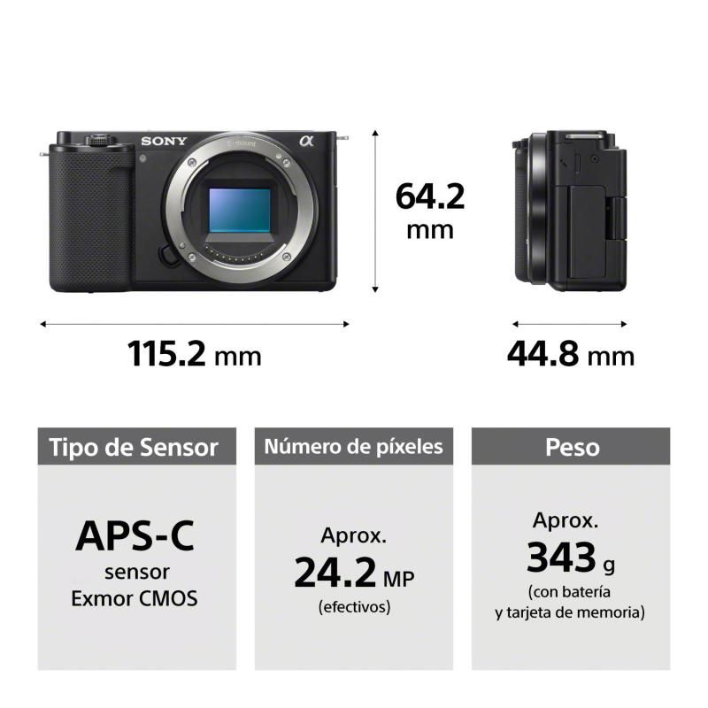 SONY CAMARA DIGITAL DE LENTE INTERCAMBIABLE PARA VLOGGERS CON LENTE ZOOM POTENTE DE 16-50MM