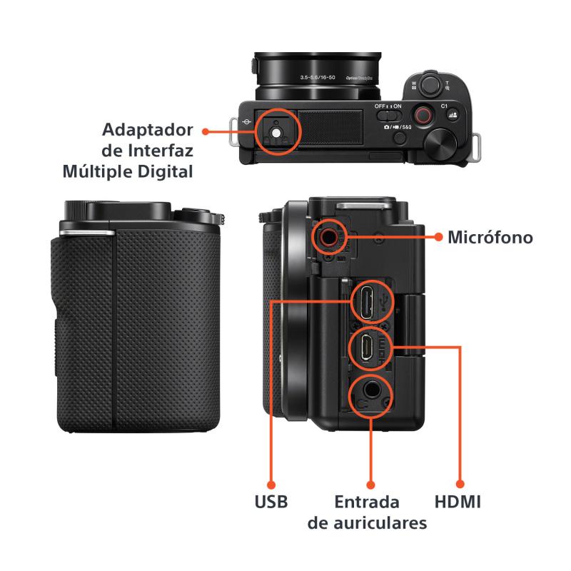 SONY CAMARA DIGITAL DE LENTE INTERCAMBIABLE PARA VLOGGERS CON LENTE ZOOM POTENTE DE 16-50MM